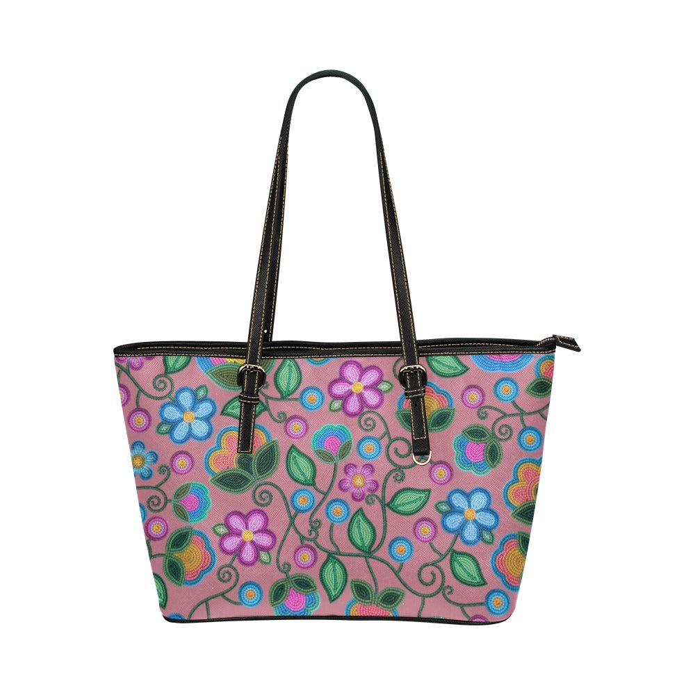 Turquoise Sunbeam Peach Leather Tote