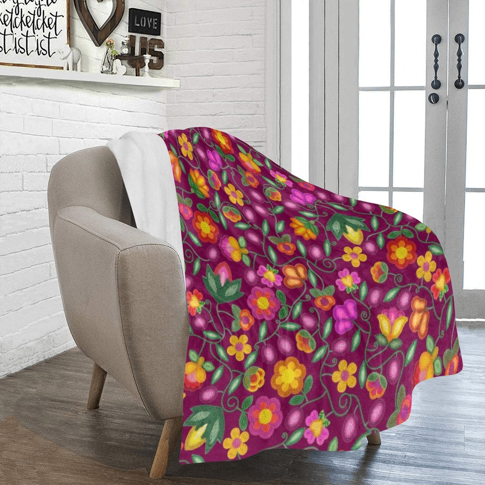 Boreal Bounty Dark Magenta Large Micro Fleece Blanket