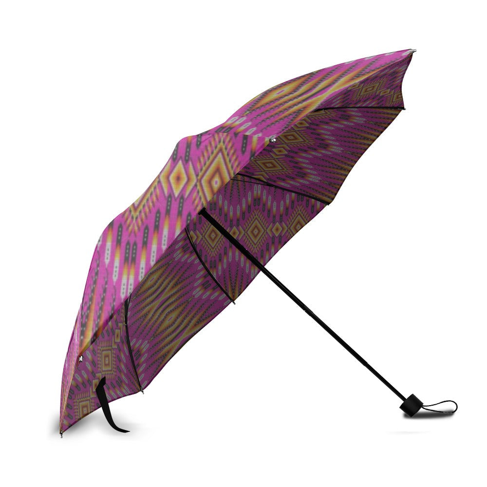Fire Feather Pink Foldable Umbrella