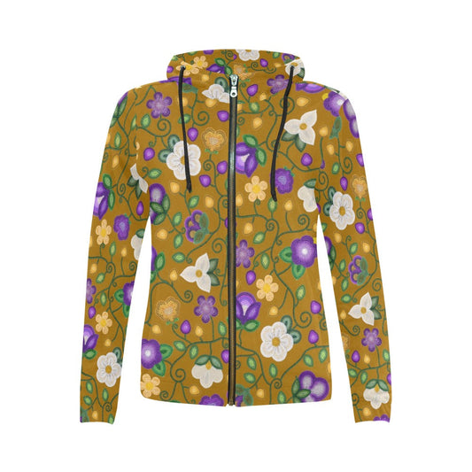 Midnight Moss Bloom Toffee Full Zip Hoodie for Women