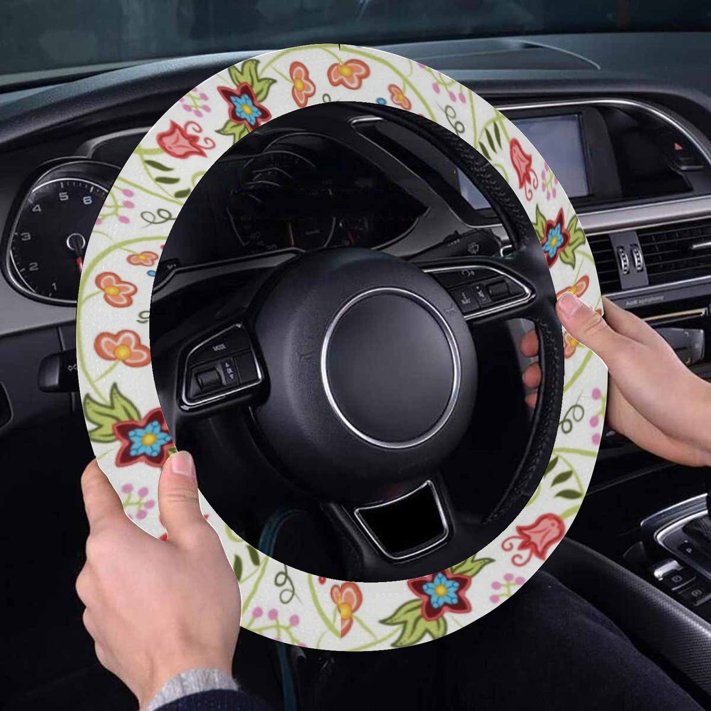 Fresh Fleur Steering Wheel Cover with Elastic Edge