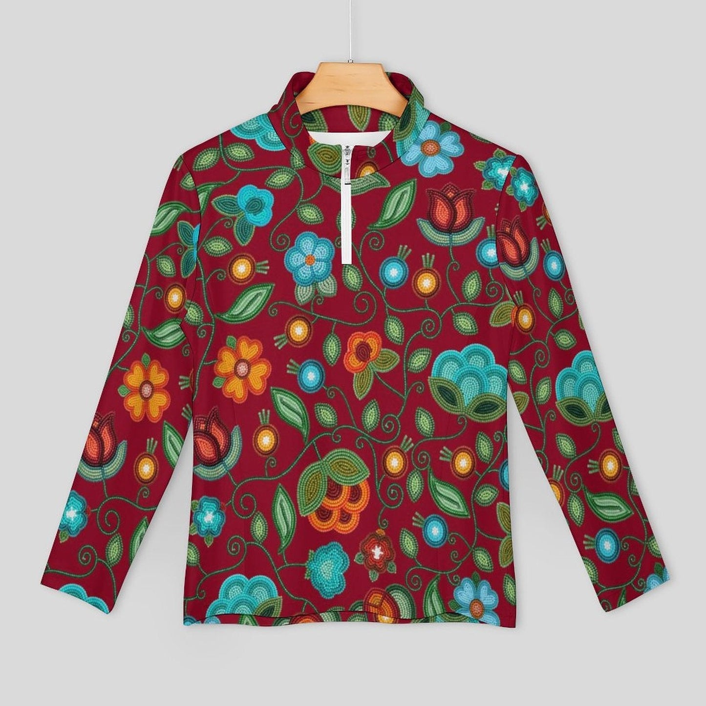 Prairie Fire Petals Red Long Sleeve Yoga Shirt