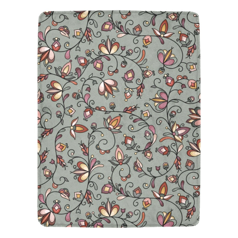 Burnt Sky Petals Green X-Large Micro Fleece Blanket