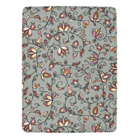 Burnt Sky Petals Green X-Large Micro Fleece Blanket