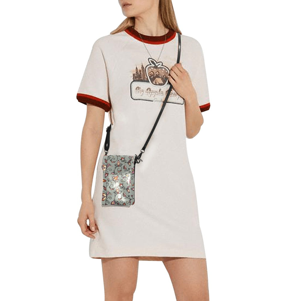 Burnt Sky Petals Green Small Cell Phone Purse