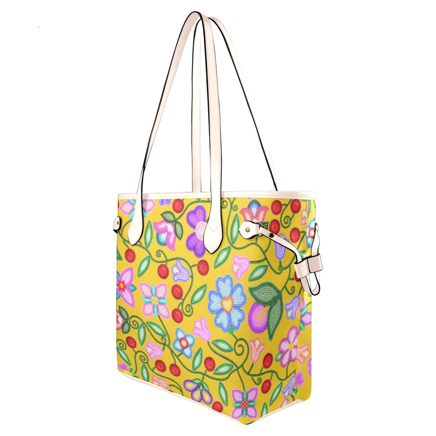 Petal Harmony Ochre Clover Canvas Tote