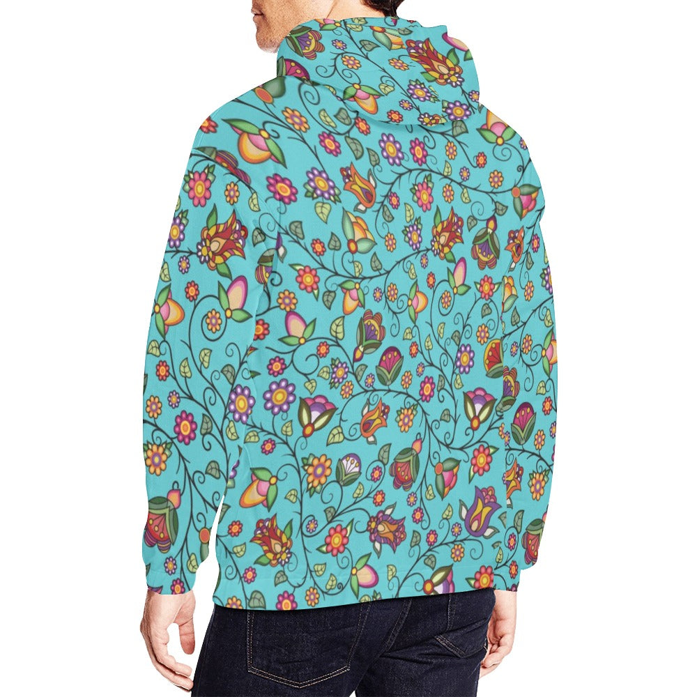 Heartbeat Petals Turquoise Hoodie for Men
