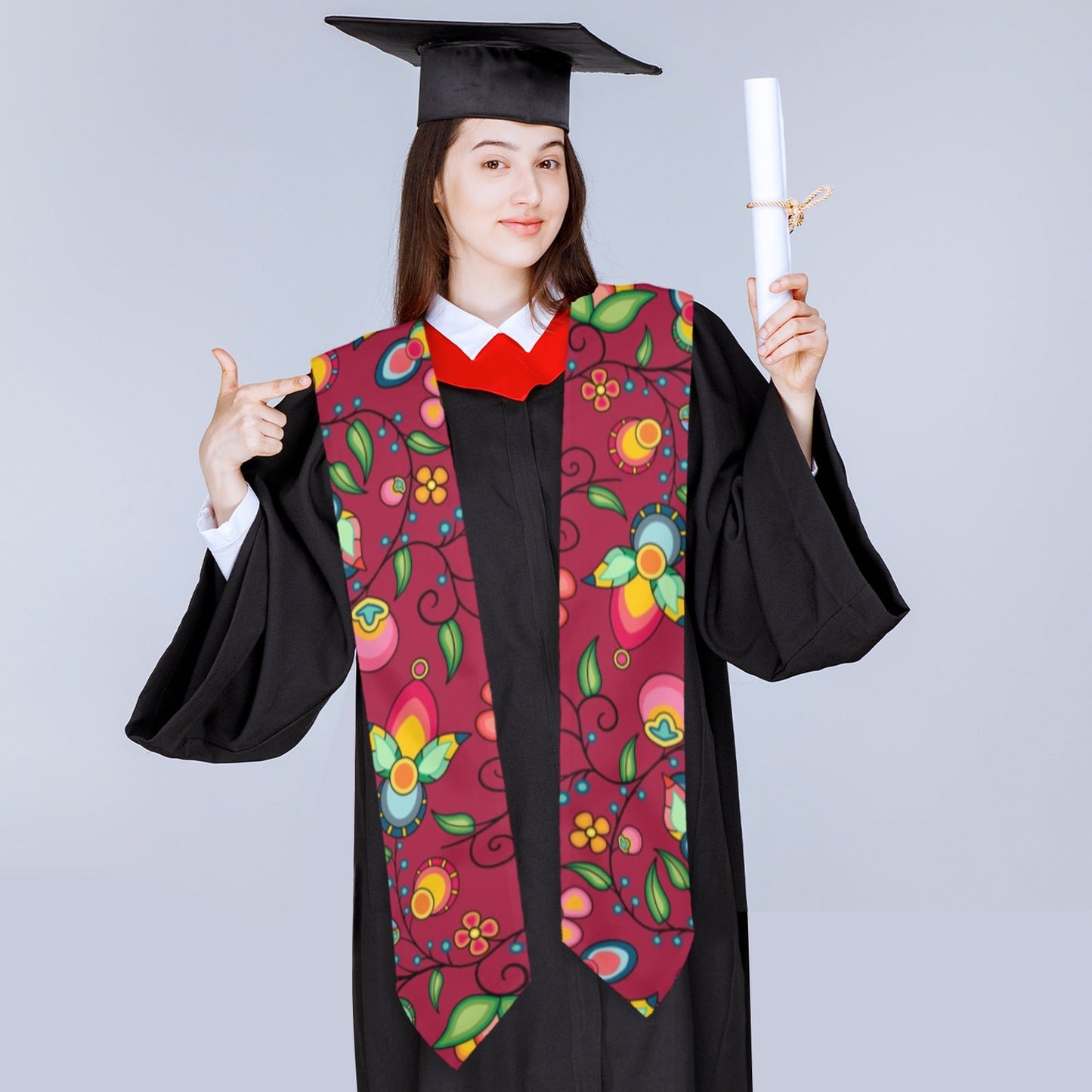Floral Bounty Magenta Graduation Stole