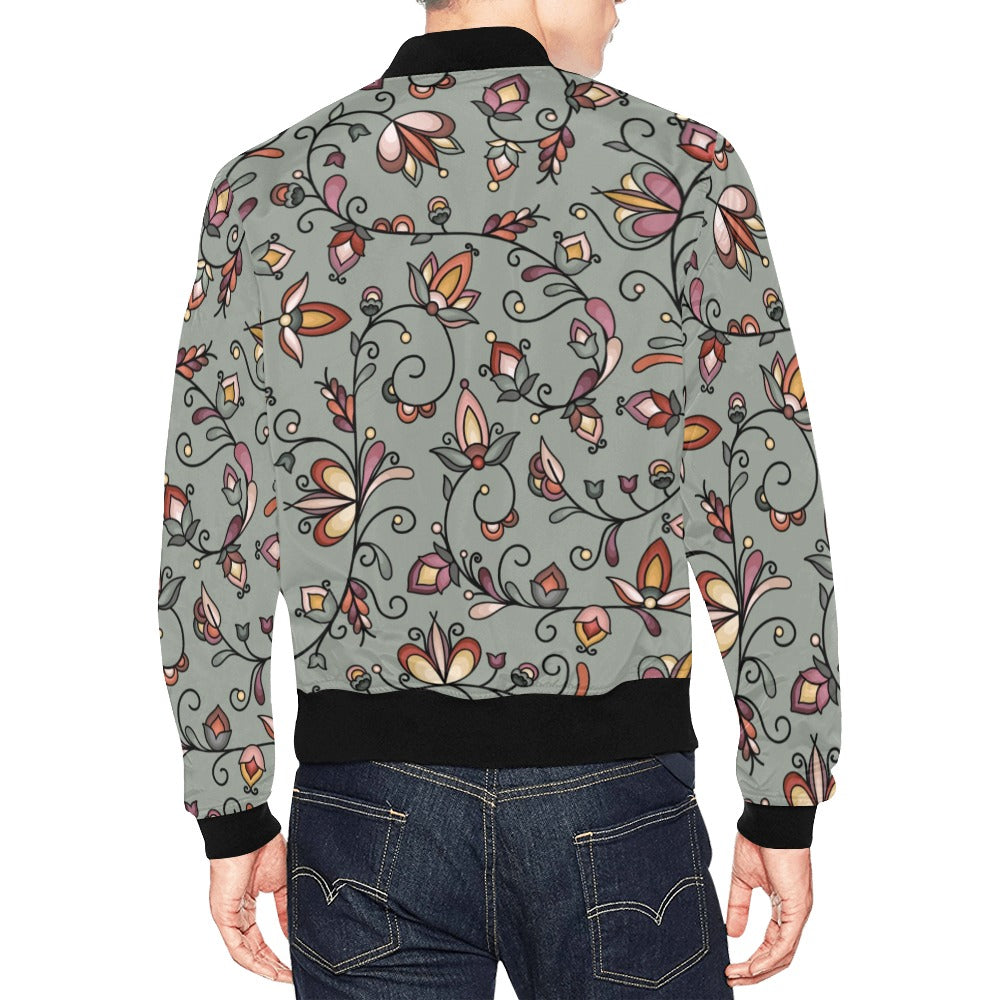 Burnt Sky Petals Green Bomber Jacket for Men