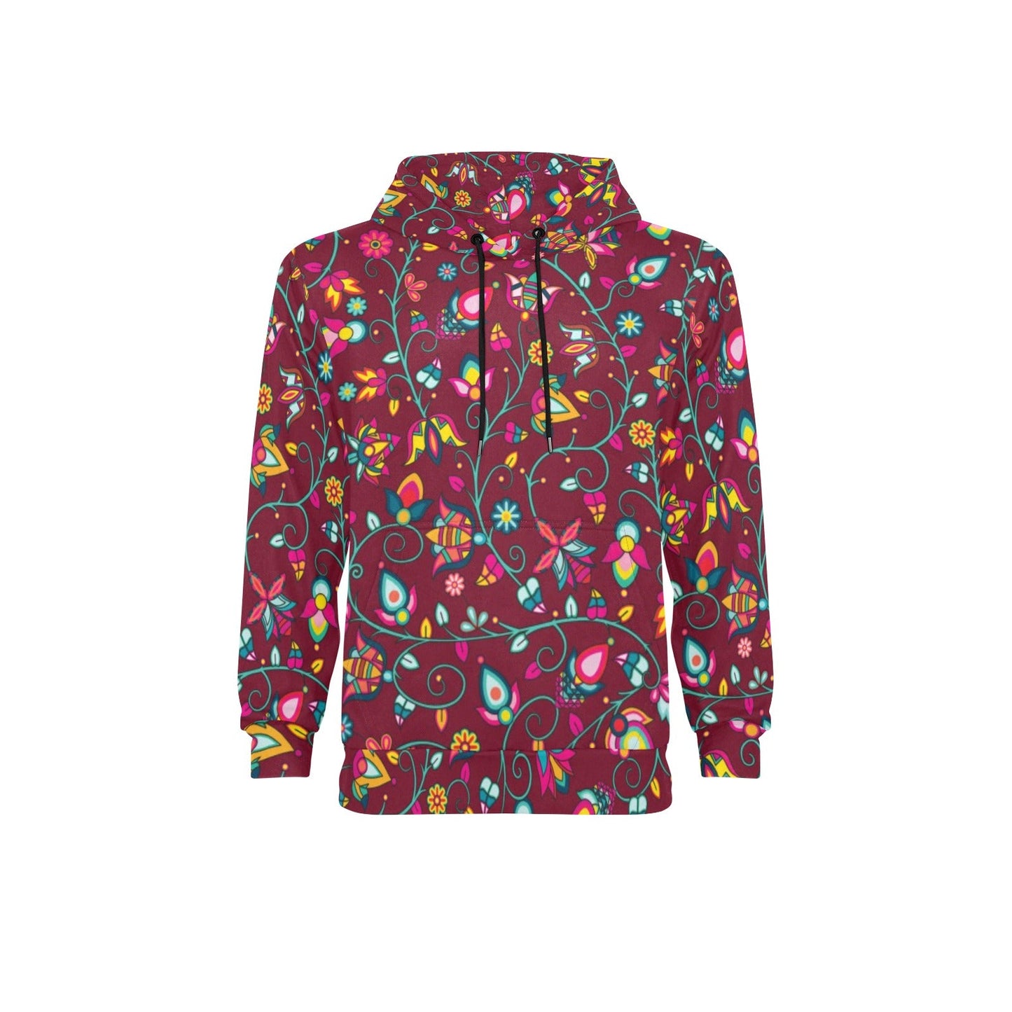 Thorny Path Cranberry Men's Long Sleeve Fleece Hoodie