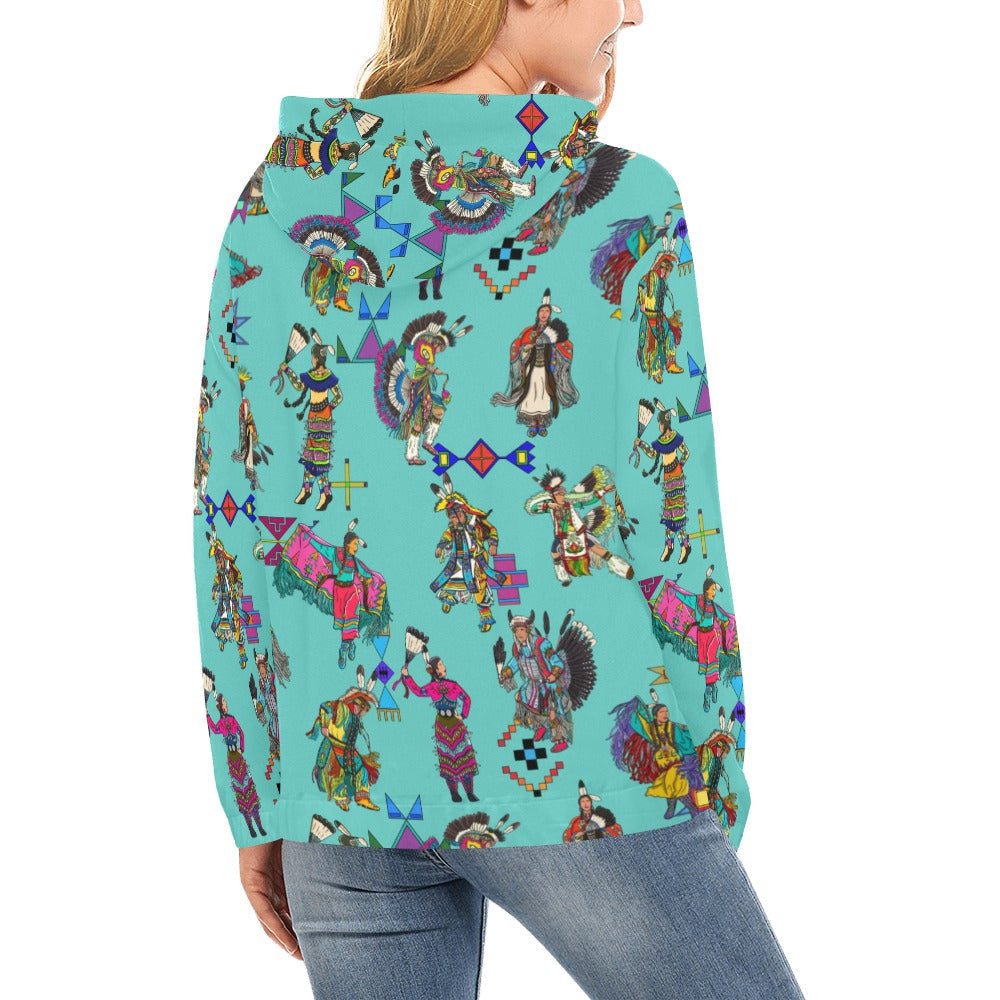 Grand Entry Dancers Eggshell Blue Hoodie for Women