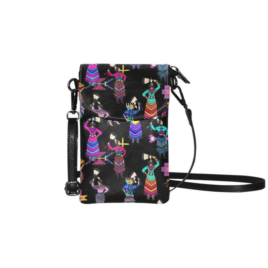 Women's Jingle Dancers Black Small Cell Phone Purse