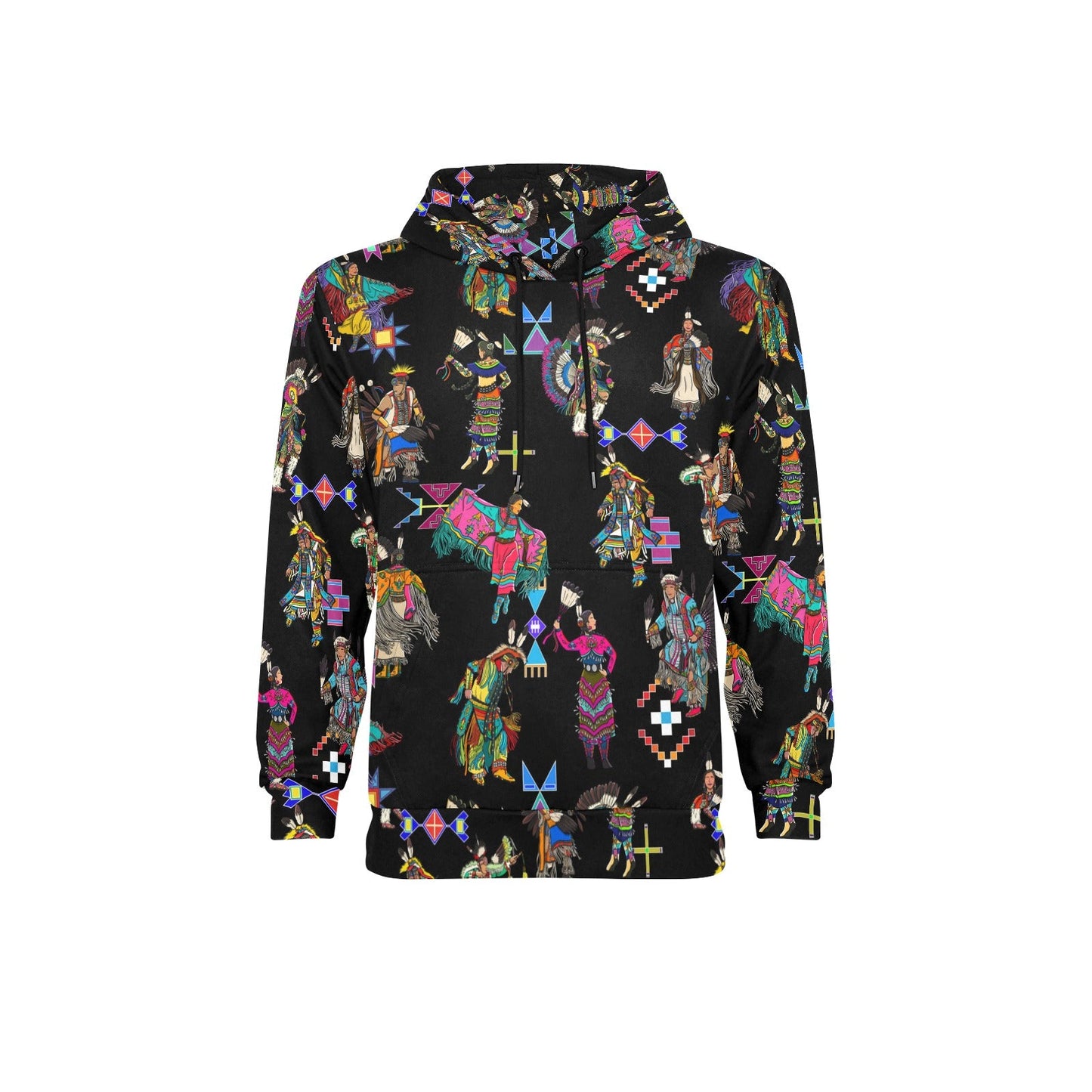 Grand Entry Dancers Black Men's Long Sleeve Fleece Hoodie