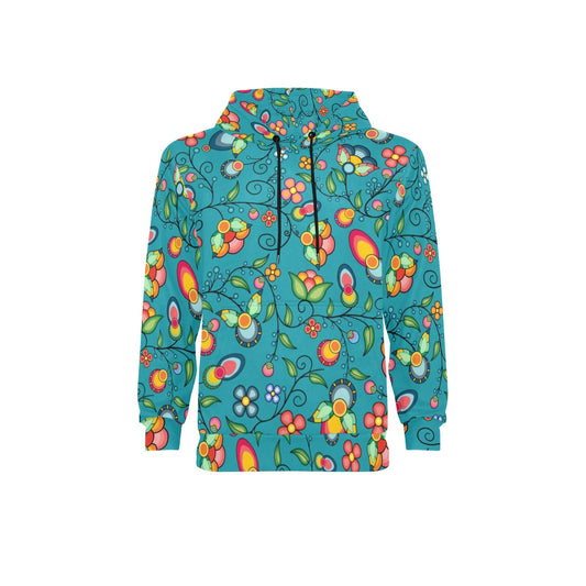 Floral Bounty Teal Fleece Hoodie