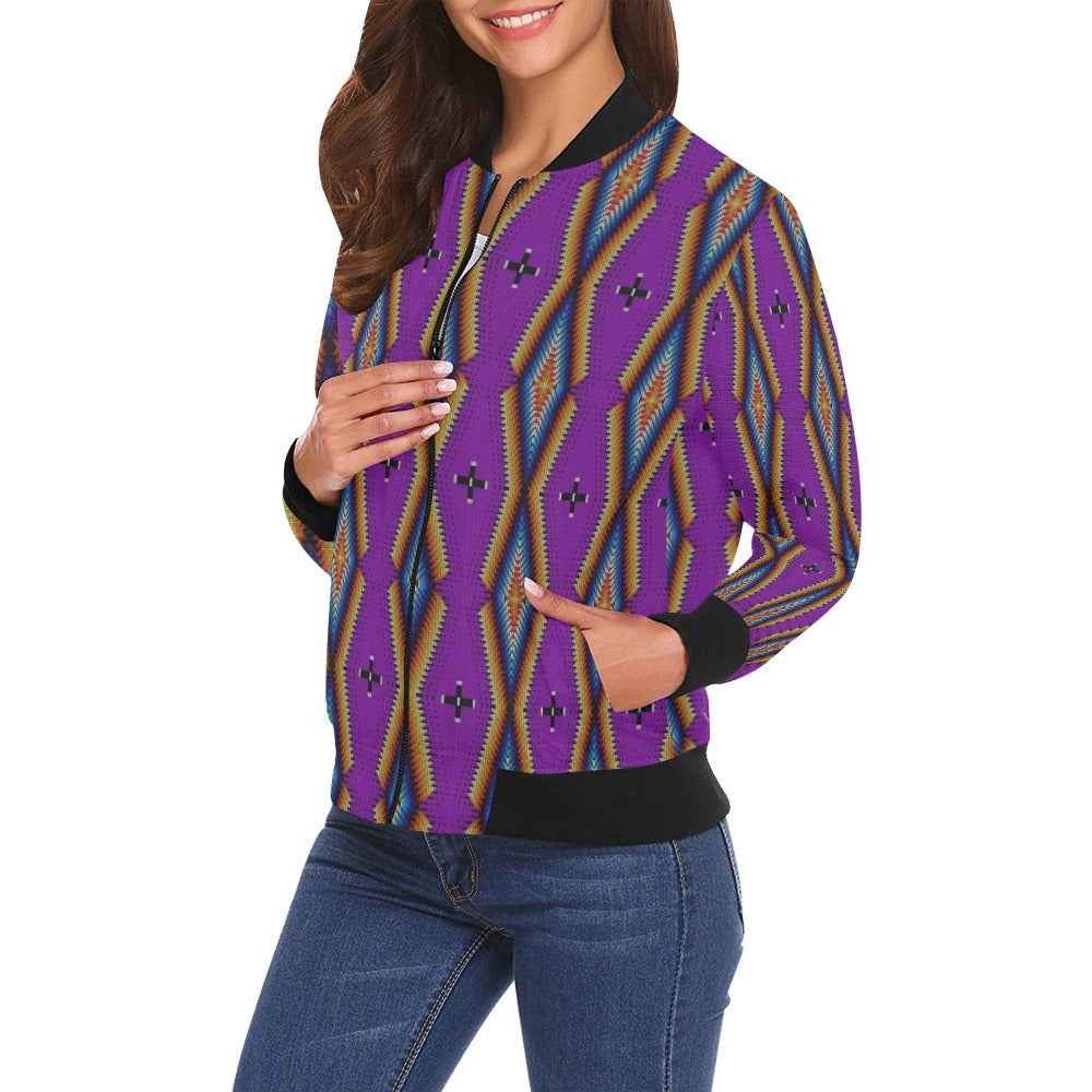 Diamond in the Bluff Purple Bomber Jacket for Women