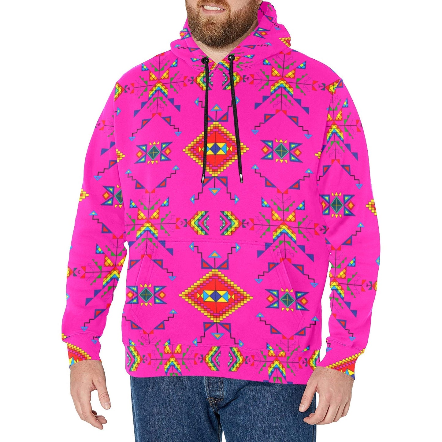 Buffalo Jump Pink Men's Long Sleeve Fleece Hoodie