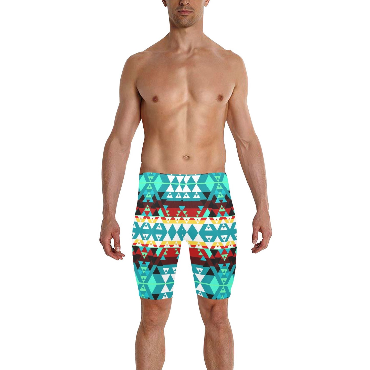 Writing on Stone Wheel Men's Knee Length Swimming Trunks