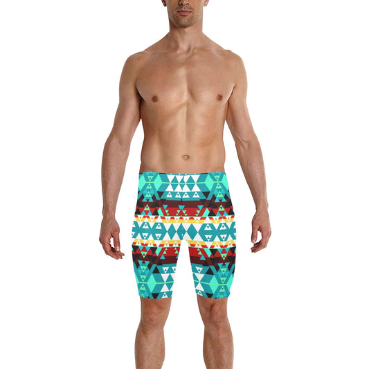 Writing on Stone Wheel Men's Knee Length Swimming Trunks