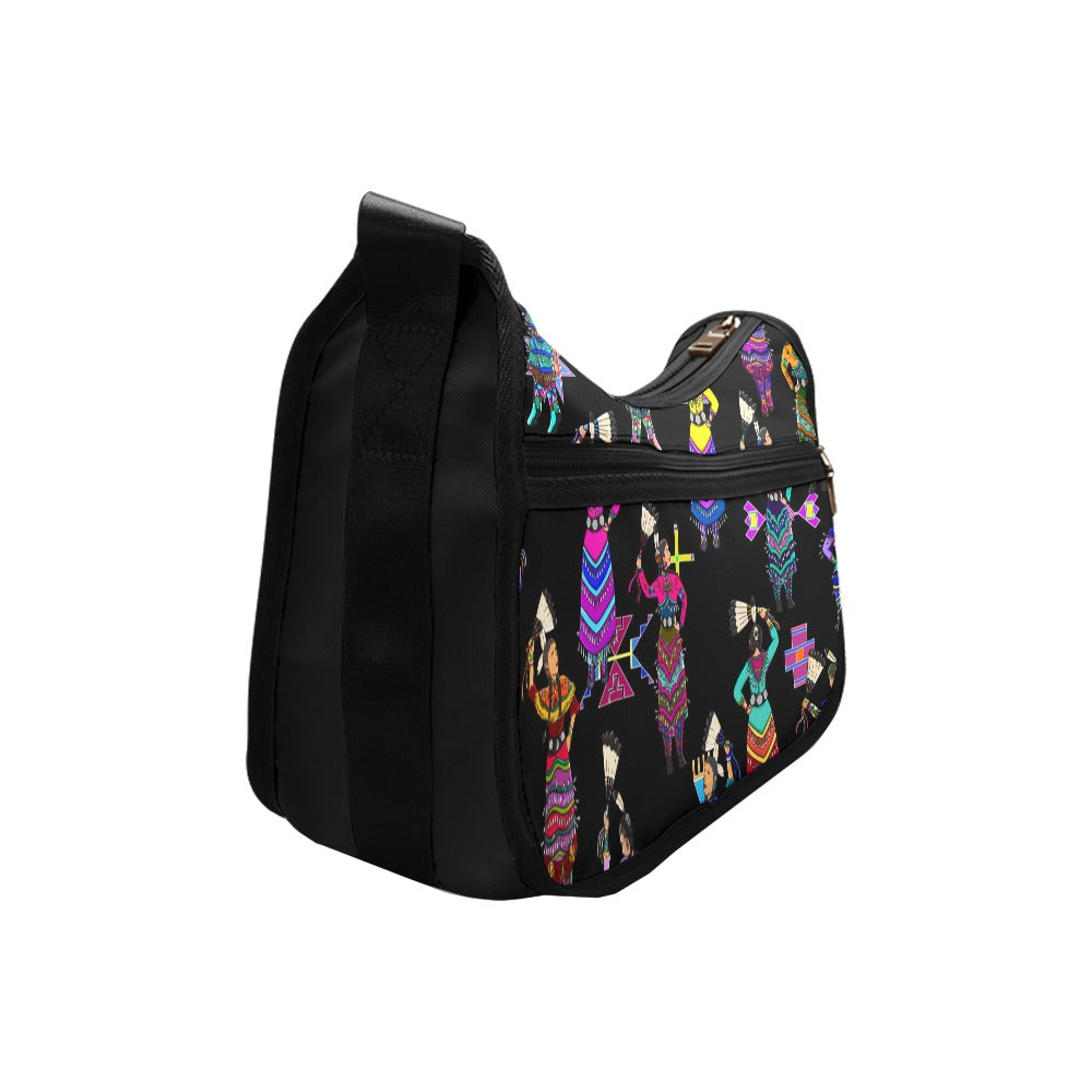 Women's Jingle Dancers Black Crossbody Bag