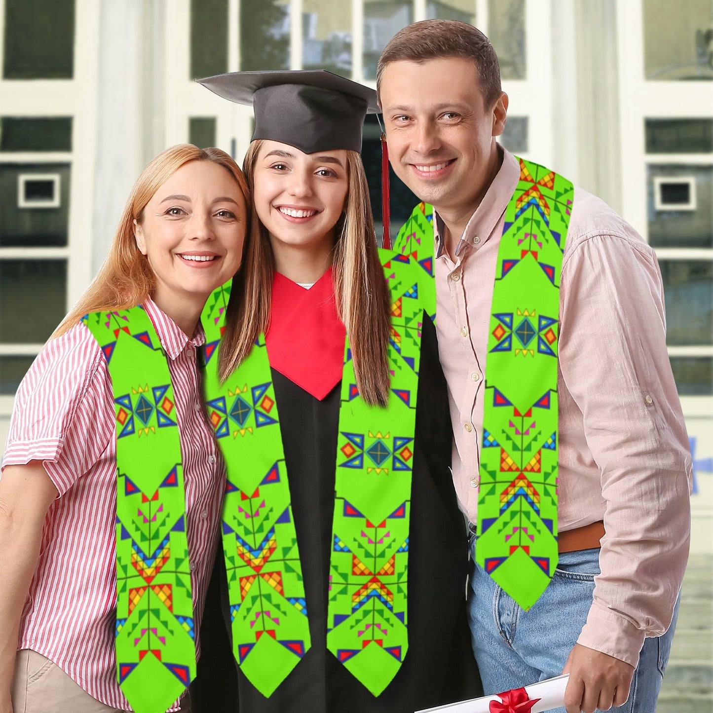 Buffalo Jump Neon Green Graduation Stole