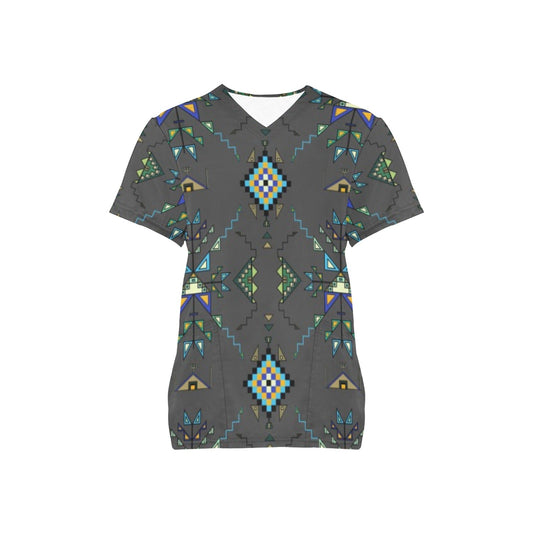 Bear Shield Gray Scrub Top