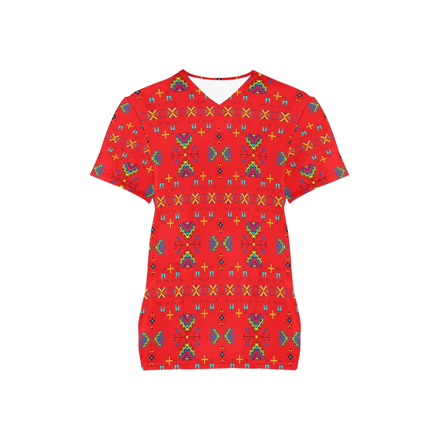 Rainy Chief Rainbow Red Scrub Top
