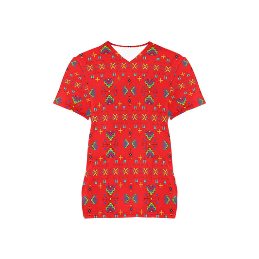 Rainy Chief Rainbow Red Scrub Top