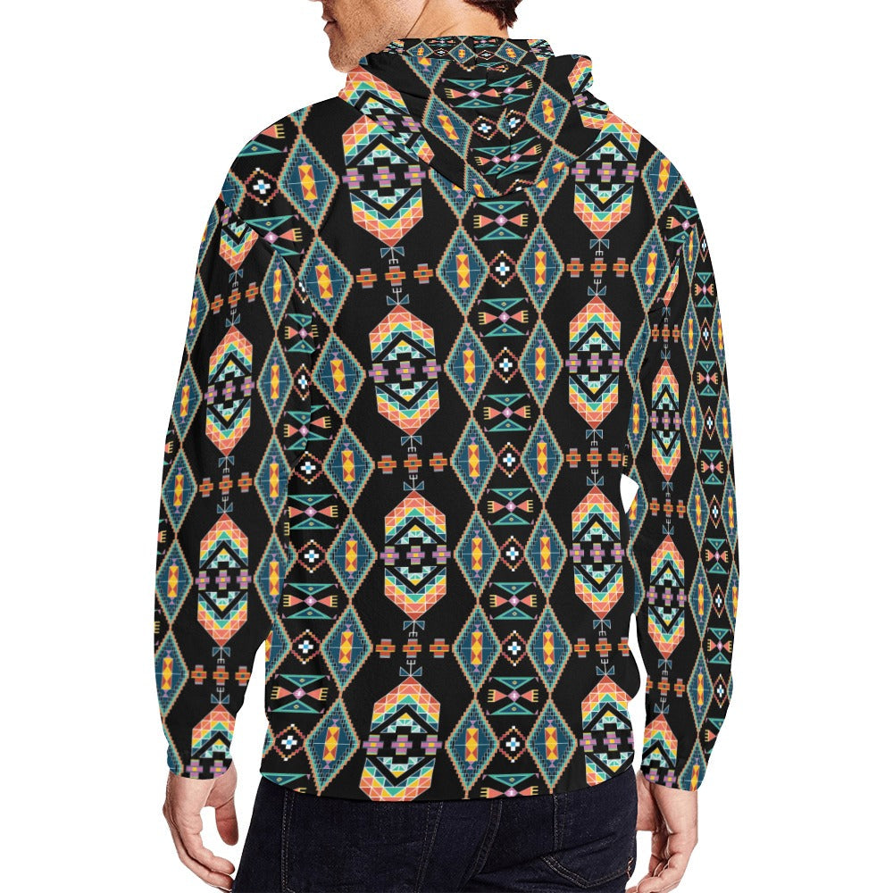 Travois Tipi Black Men's Zipper Hoodie