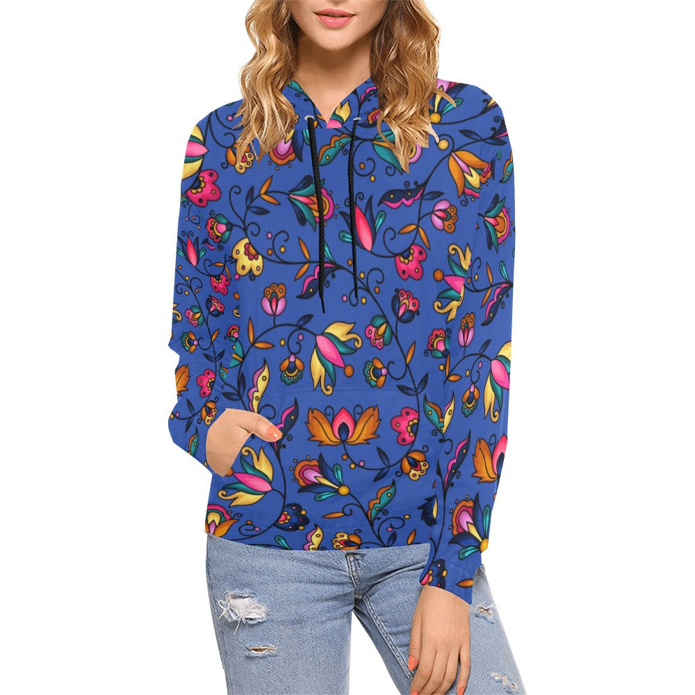 Copper Prairie Petals Blue Hoodie for Women (USA Size)