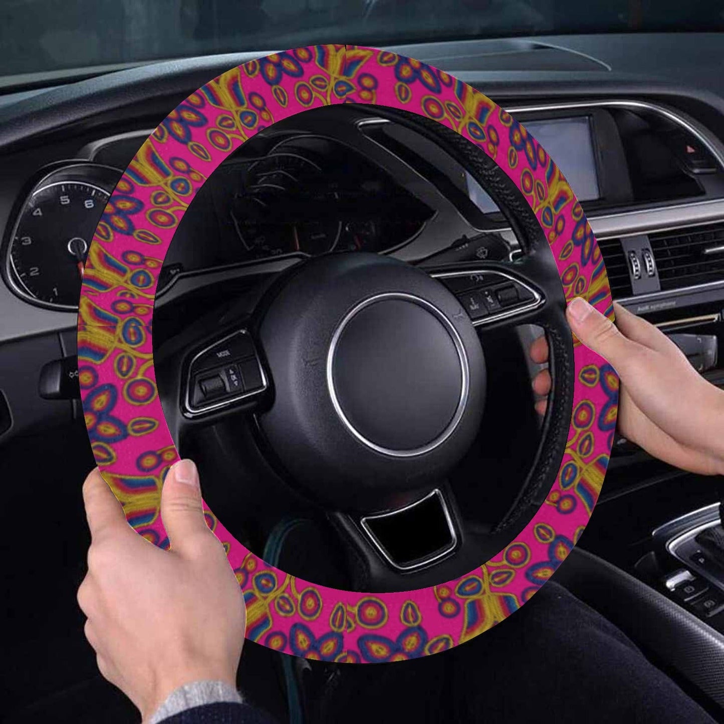 Rainbow Tomorrow Tulip Steering Wheel Cover with Elastic Edge