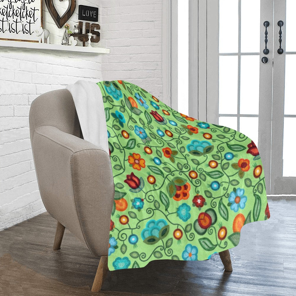 Prairie Fire Petals Sage Small Micro Fleece Blanket