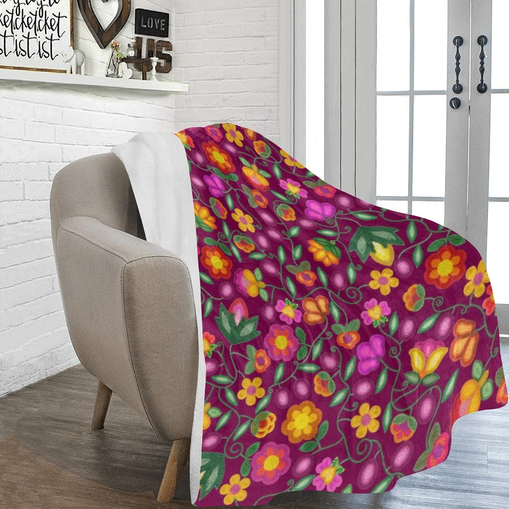 Boreal Bounty Dark Magenta X-Large Micro Fleece Blanket