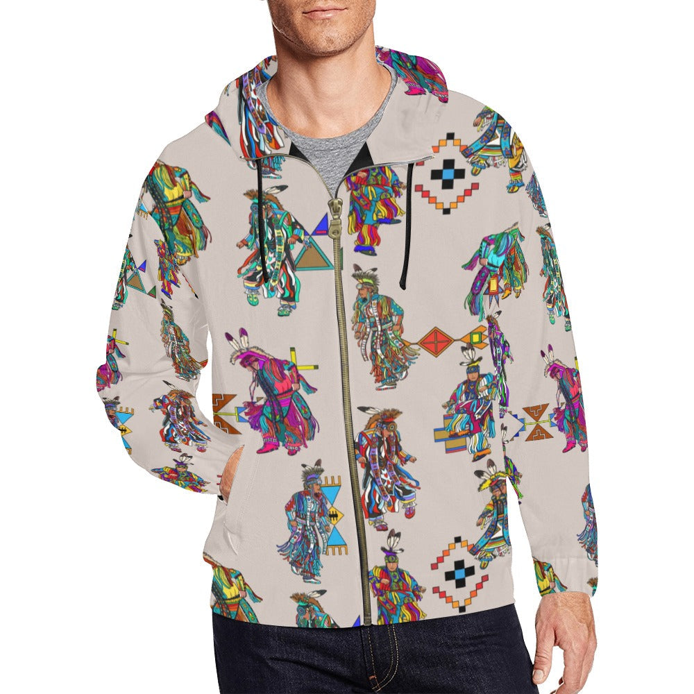 Men's Grass Dancers Muslin Men's Zipper Hoodie