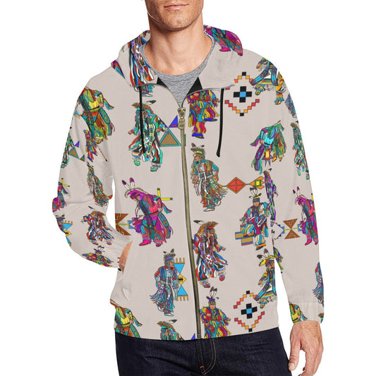 Men's Grass Dancers Muslin Men's Zipper Hoodie
