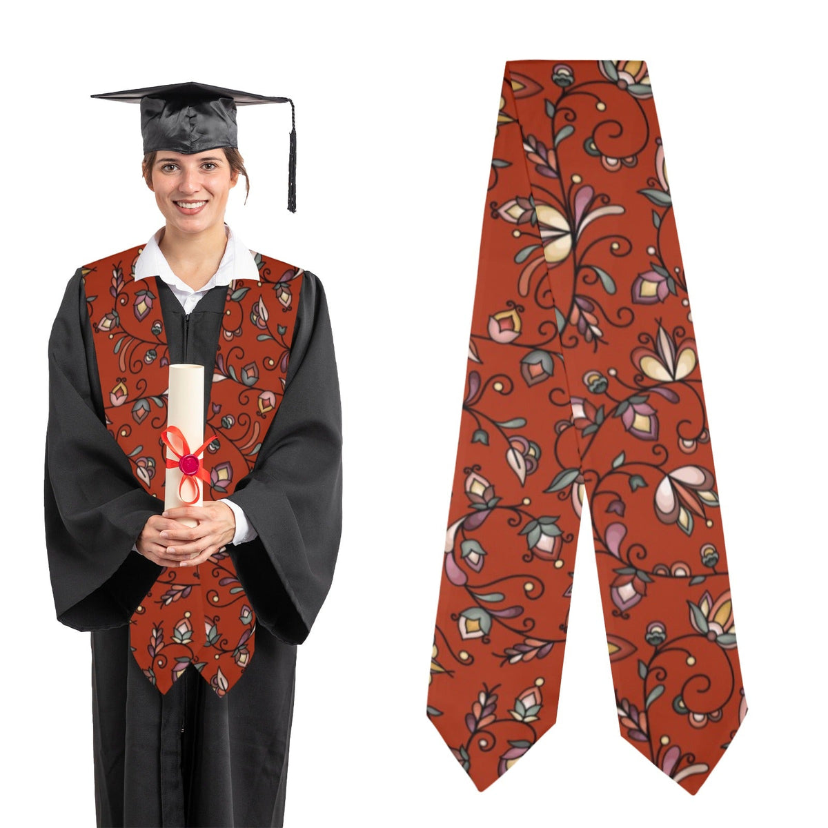 Burnt Sky Petals Red Graduation Stole – 49DzineMembers