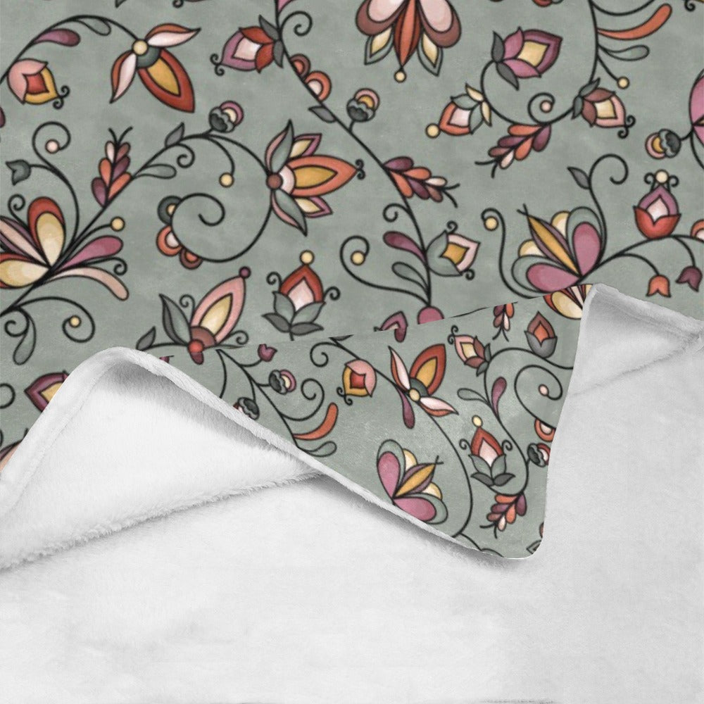 Burnt Sky Petals Green X-Large Micro Fleece Blanket