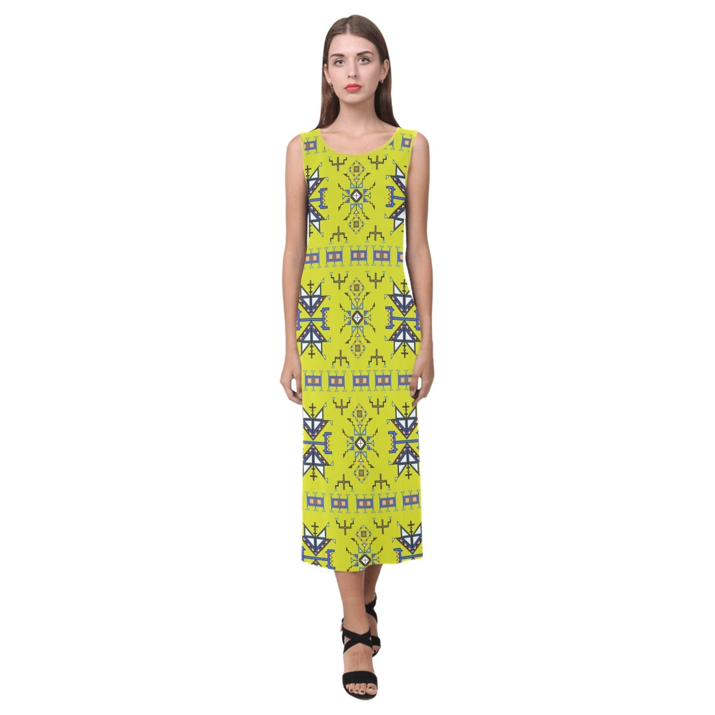 Eagle Strike Lime Phaedra Sleeveless Open Fork Long Dress