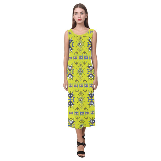 Eagle Strike Lime Phaedra Sleeveless Open Fork Long Dress
