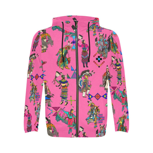 Grand Entry Dancer Pink Men's Zipper Hoodie