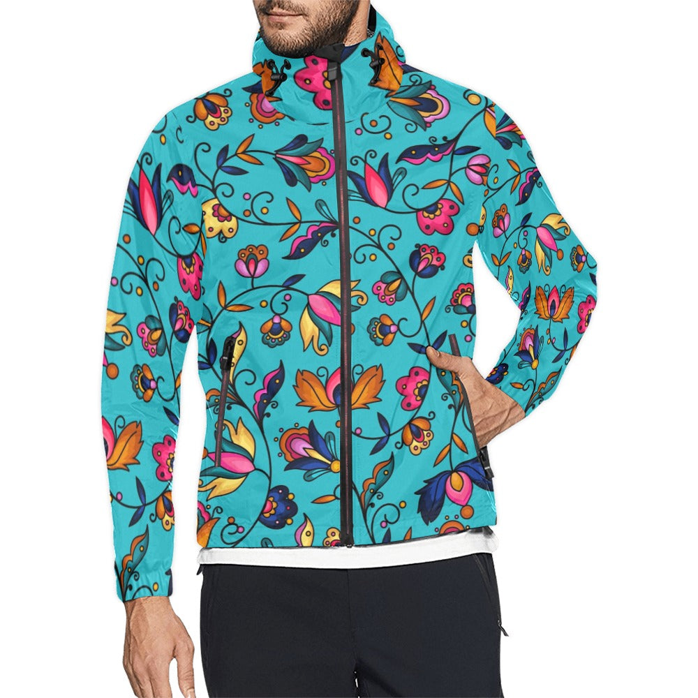 Copper Prairie Petals Turquoise Men's Windbreaker