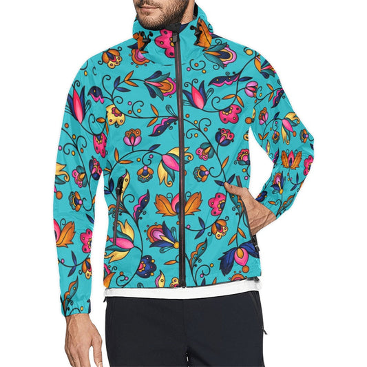 Copper Prairie Petals Turquoise Men's Windbreaker