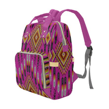 Load image into Gallery viewer, Fire Feather Pink Multi-Function Diaper Backpack/Diaper Bag
