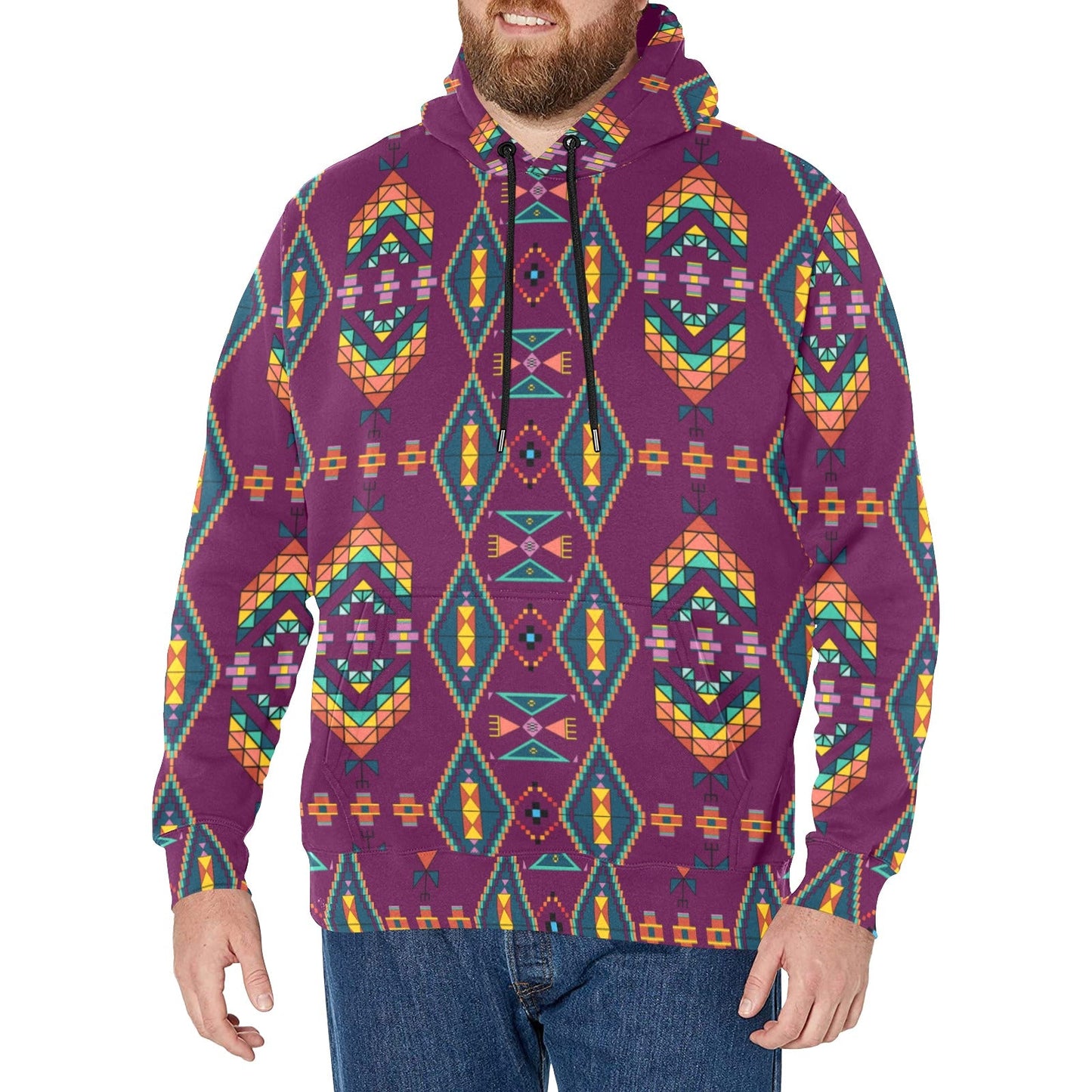 Travois Tipi Berry Men's Long Sleeve Fleece Hoodie