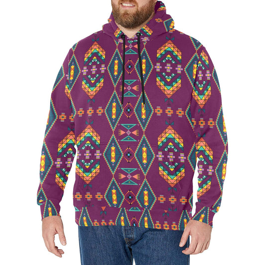 Travois Tipi Berry Men's Long Sleeve Fleece Hoodie
