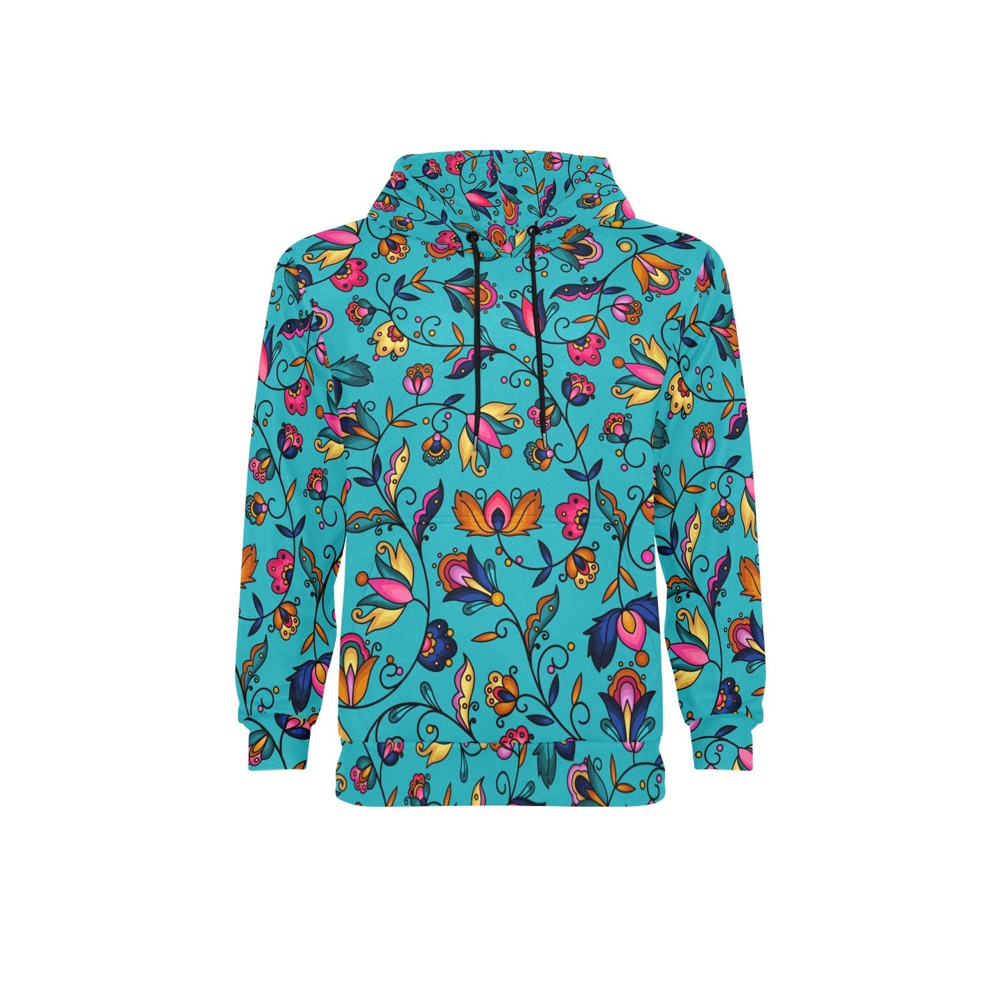 Copper Prairie Petals Turquoise Men's Long Sleeve Fleece Hoodie