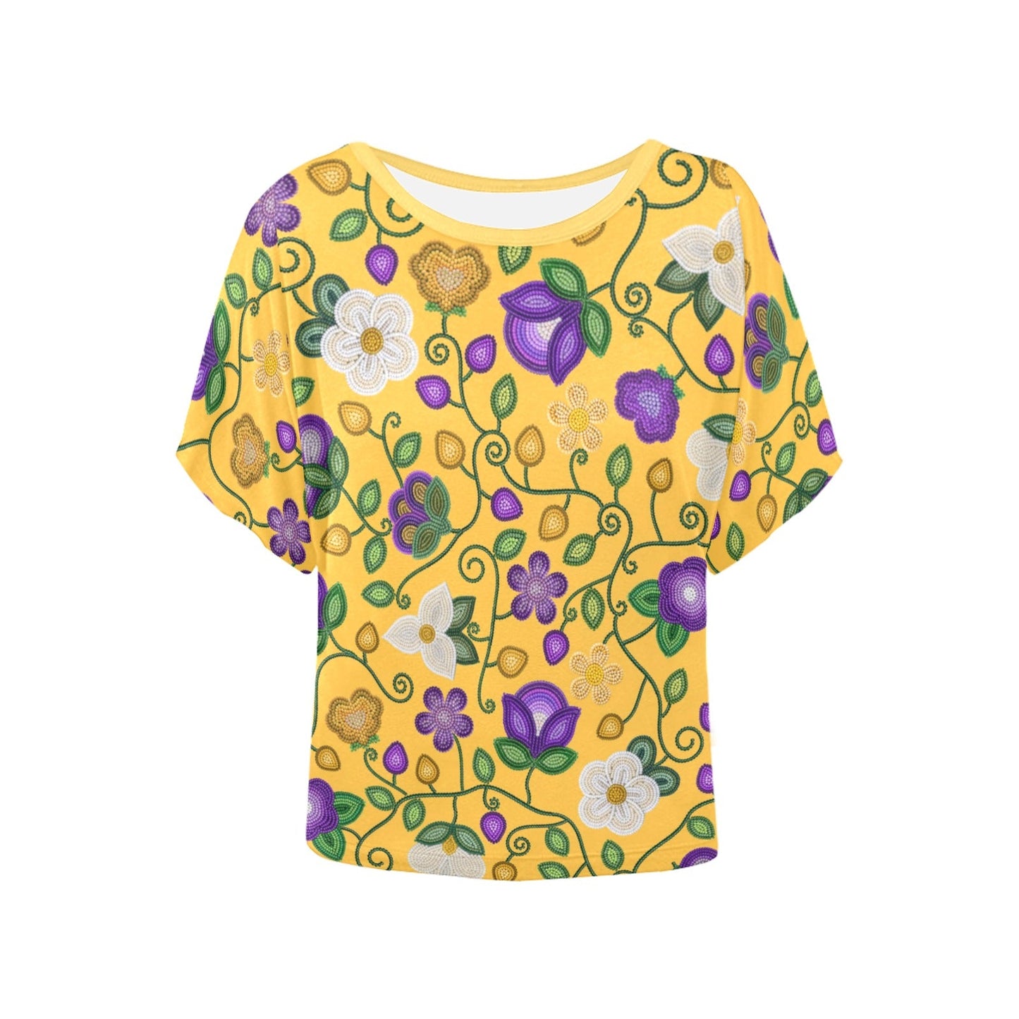 Midnight Moss Bloom Yellow Batwing Blouse