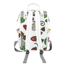 Load image into Gallery viewer, Strawberry Dreams White Multi-Function Diaper Backpack/Diaper Bag
