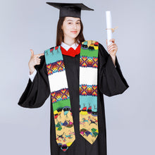 Load image into Gallery viewer, Horses and Buffalo Ledger White Graduation Stole
