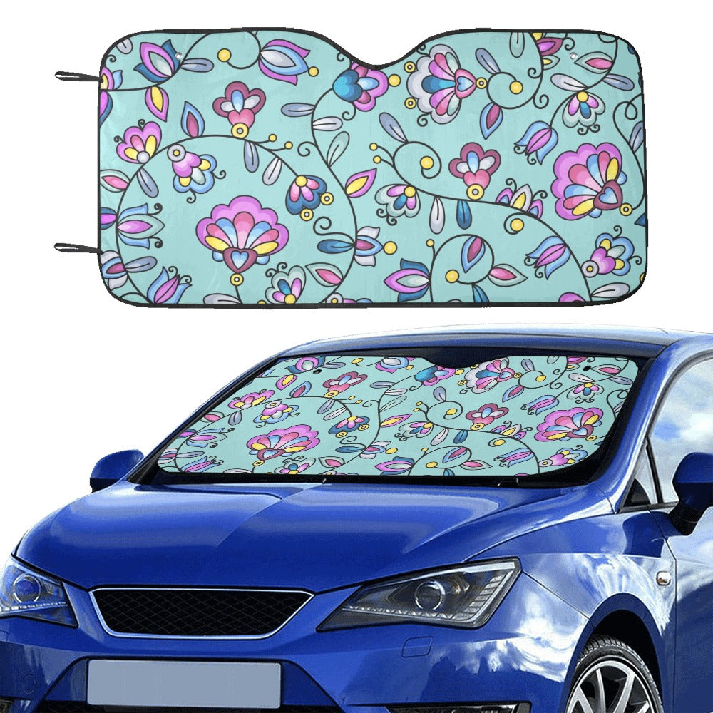 Autumn Bundle Blessing Turquoise Car Sun Shade 55"x30"