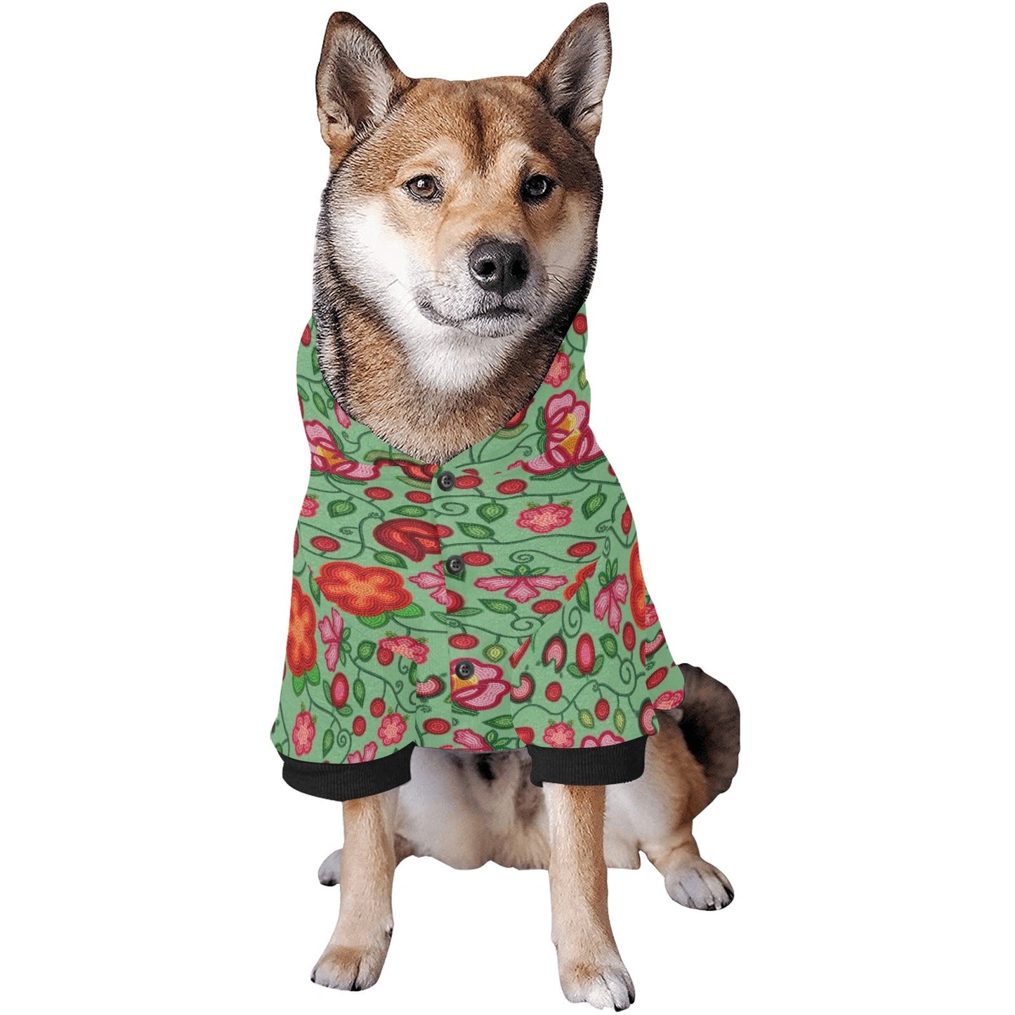 Rose Reverie Green Pet Hoodie